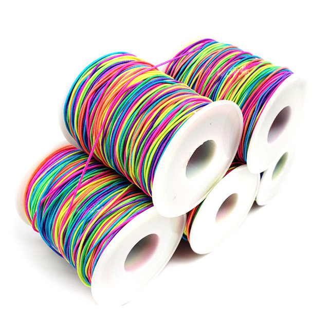 1mm Rainbow Round Elastic Band Tape Braid Bracelet String Elastic